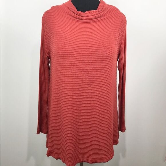 We the Free Rust Orange Ribbed Knit Casual Pullover Top - Picture 1 of 9